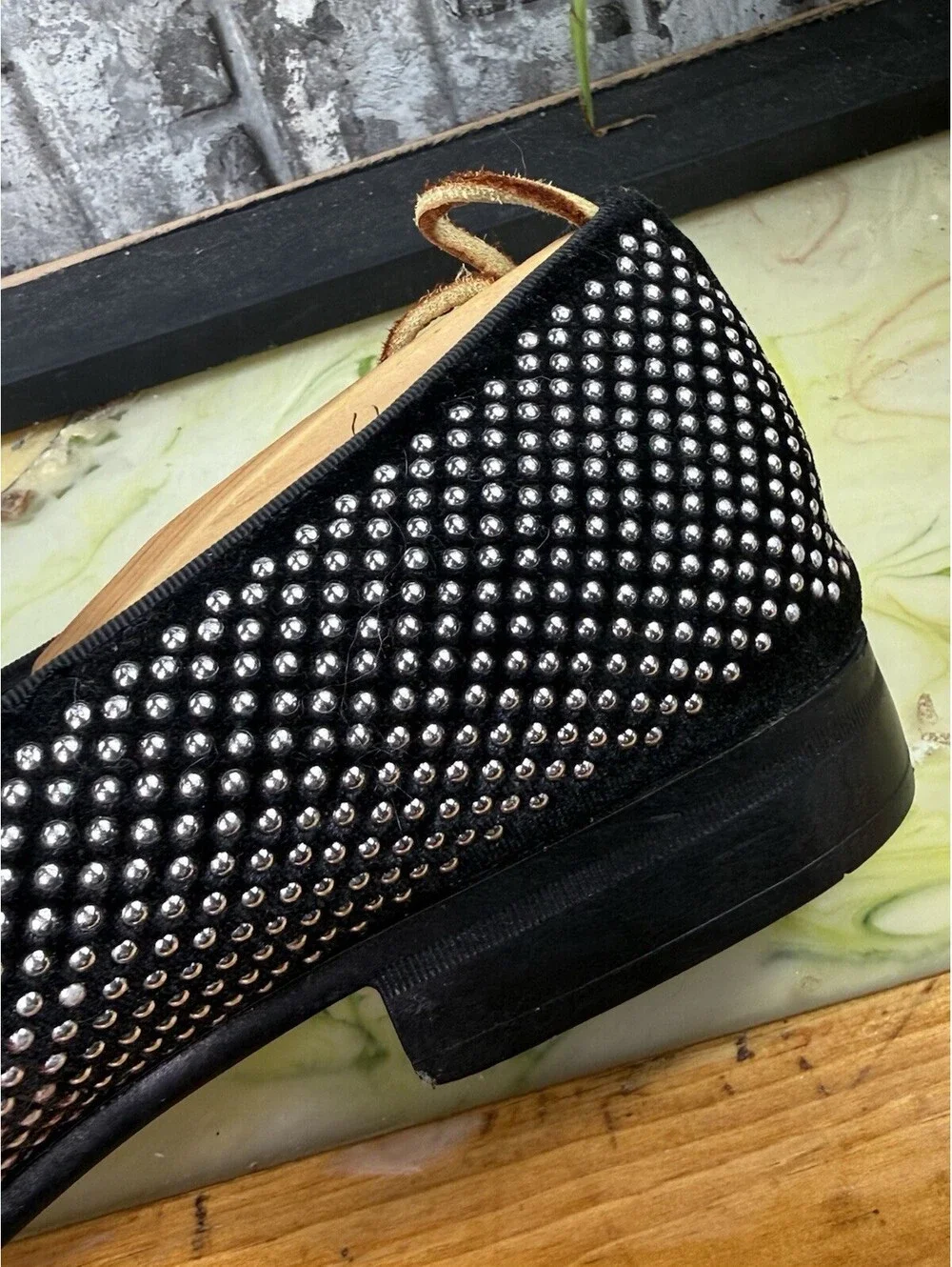 Stacy Adams 25228-042 Men’s Black/Silver Studded Slip-On Dress Loafer US 13 M